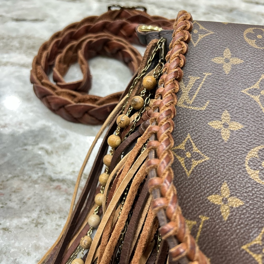 Vintage Boho Louis Vuitton Customized Chocolate Monogram Bag - Picture 7 of 16